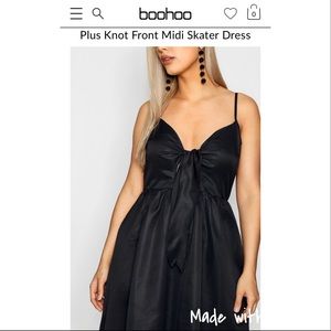 NWT Plus Knot Front Midi Skater Dress